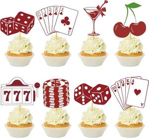 lot 45027 image: 24 Pcs Lucky in Love Cupcake Toppers, Lucky in Love Bachelorette Party Decorations, Vegas Bachelorette Party Cake Decorations