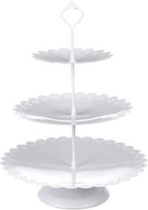 lot 105 image: 3-Tier Decorative Stand with Pierced Scalloped Trays