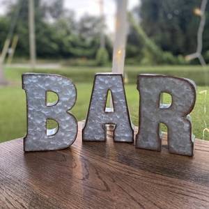lot 106 image: BAR Letter Sign 3 Piece Metal Decor&nbsp