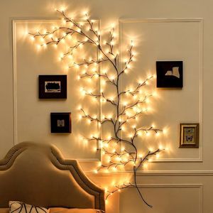 lot 118 image: Lighted Willow Vine String Lights with Flexible Dark Brown Branches - Retail $0
