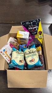 lot 4996 image: Assorted Snack Food Lot - Jack Links, Miss Vickies, Snak Club, Oregon Chai, Dubai Chocolate - Retail $0