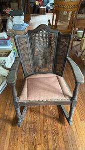 lot 207 image: Vintage Caned Back Rocking Chair with Armrests
