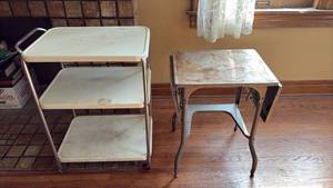 lot 215 image: Vintage Typewriter Stand and Three Shelf Cart