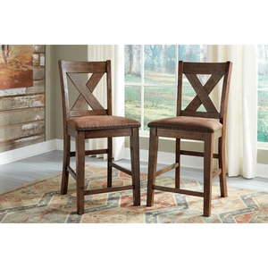 lot 25077 image: Signature Design by Ashley Chaleny Warm Brown Bar Stools, Set of 2 - Retail $156