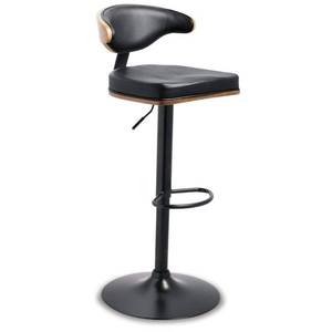 lot 25087 image: Tall Bellatier Adjustable Height Barstool Black - Signature Design by Ashley Swivel, Low Back, Metal Frame - Retail $300