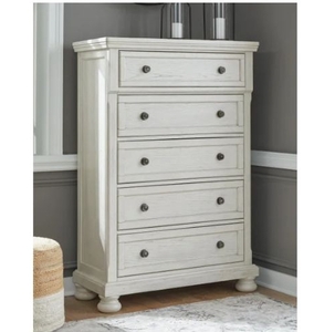 lot 25106 image: Robbinsdale Collection B742-46 Five Drawer Chest in Antique White - Retail $1,199