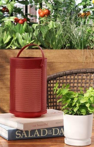 lot 2002 image: Mesh Solar and Rechargeable USB LED Outdoor Lantern Red - Room Essentials�� - Retail $15