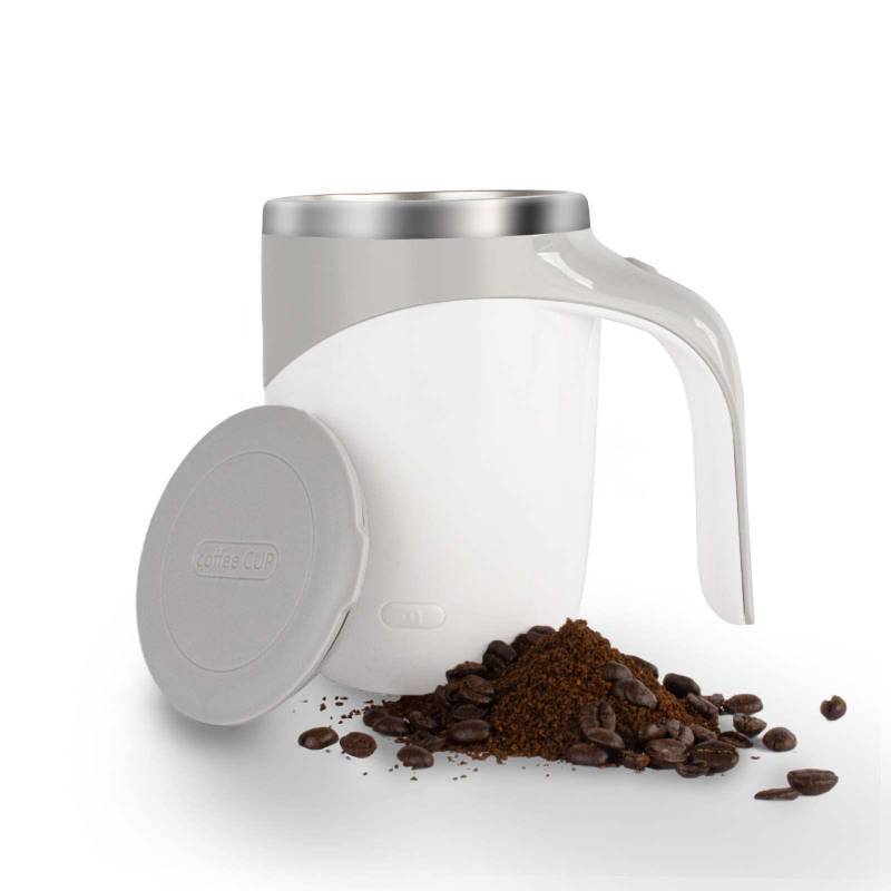 lot 2001 image: HISET Rechargeable Self Stirring Coffee Mug, Auto Self Mixing Stainless Steel Cup, suitble for CoffeeTeaChocolateKitchenTravelHome, Best Cute Christmas Birthday Gift (Grey) - Retail $18