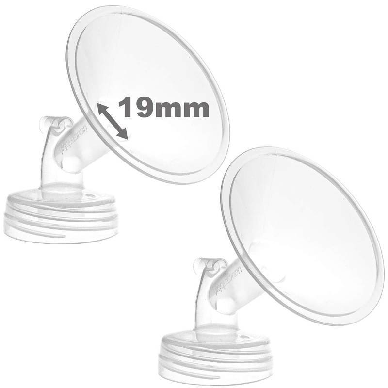 lot 2025 image: Nenesupply 19mm 2 pc Flanges Compatible with Spectra S2 S1 9 Plus Synergy Gold Breastpump Replacement to Spectra Pump Parts Flange Accessories Wide Mouth Work with Valve Backflow Protector Bottle - Retail $15