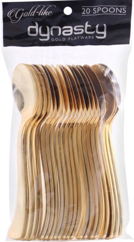 lot 2024 image: Bluesky Trading Dynasty Collection, Gold Plastic Spoons- Pack Of 20 - Stunning Design, Perfect for Weddings, Birthdays, Themed Events, Special Occasions, & More - Retail $10