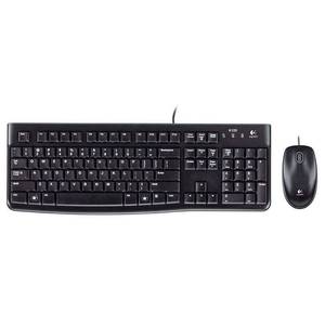 lot 142 image: Logitech - MK120 Full-size Wired Membrane Keyboard and Mouse Bundle for Windows with USB Plug-and-Play - Black - Factory Sealed