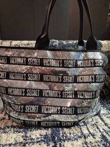 lot 157 image: Victorias Secret Black Sequin Tote Bag with Dual Handles