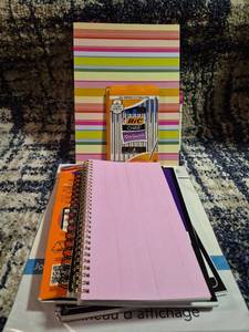 lot 198 image: BIC Cristal Xtra Smooth 10-Pack Ball Pens, Spiral Notebooks, Sketchbook, iPad Screen Protector Lot