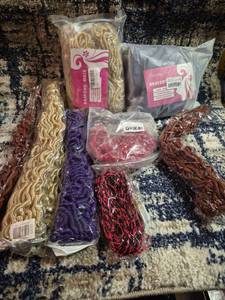 lot 209 image: Bravery Hair Extensions Lot - Blonde Purple Red Brown Braided Curly