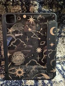 lot 211 image: Celestial Sun Moon Star Folio Case for iPad with Magnetic Closure