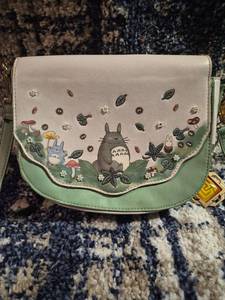 lot 214 image: Totoro Crossbody Shoulder Bag Pink Green Canvas Animated Character