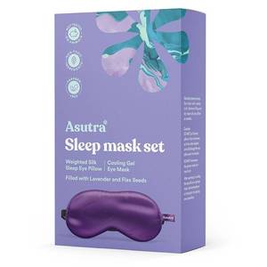 lot 221 image: Asutra Natural Sleep Mask Set with Weighted Lavender Silk Eye Pillow & Cooling Gel Mask - 2pc