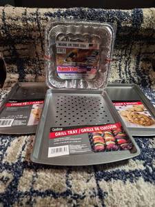 lot 243 image: Cooking Concepts Bakeware Lot 2 Poultry Pans Lids Cookie Sheet Grill Tray