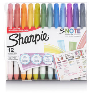 lot 264 image: Sharpie S-Note Creative Markers  Highlighters  Assorted Colors  Chisel Tip  12 Count
