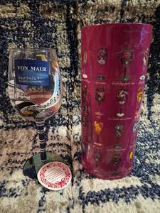 lot 301 image: Von Maur Department Store Wine Glass with Striped Stem