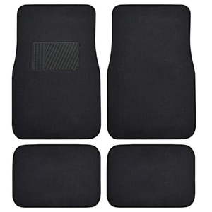 lot 304 image: BDK Carpet Car Floor Mats for Car Truck SUV Van Sedan  Vinyl Safety Heel Pad  Rubberized Non-Slip Backing  Universal 4-Piece Set  Black