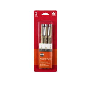 lot 306 image: Sakura Pigma Micron Pen 3Pk  Fine Liners Cool Gray Set Tip Sizes 01  05  10