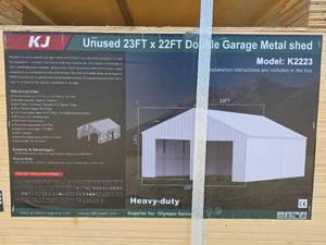 lot 6595 image: KJ 23x22ft Double Garage Metal Shed Model K2223