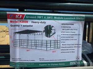 lot 6606 image: KJ Model K2039 20FT x 39FT Heavy-Duty Modular Livestock Shelter Kit