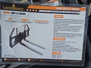 lot 6668 image: LandHonor Mini Pallet Fork Attachment 2k lbs Fork Capacity for Mini Skid Steers MPF-11-2000G