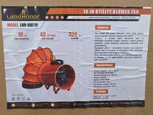 lot 6702 image: Landhonor 10-inch Utility Blower Fan LHR-UBF10