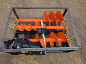 lot 6751 image: Raytree Skid Steer Auger Attachment with Multiple Drill Bits RMA42
