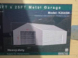 lot 6787 image: KJ 46FT x 25FT Heavy-Duty Metal Garage Building Kit Model K2545W