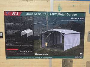 lot 6793 image: KJ Model K3020 20FT x 30FT Heavy-Duty Metal Garage