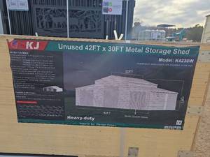 lot 6802 image: KJ 42x30ft Metal Storage Shed - Model K4230W