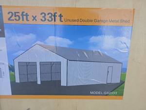 lot 6838 image: 25x33 ft Double Door Metal Garage Shed SDL2533DGMS