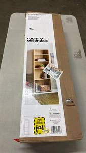 lot 2003 image: Room Essentials 5-Shelf Bookcase Natural Wood Finish RE24-123-011