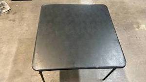 lot 2029 image: Black 4�� Square Folding Table with Black Tube Legs