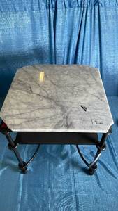lot 3006 image: Metal and Marble Accent Table with Shelf White Carrara MarbleDark Bronze - Threshold designed with Studio McGee Fully Assembled