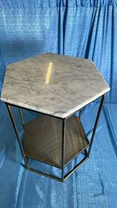 lot 3012 image: Geometric Luxe Hex Side Table White Stone Top, No Assembly - Threshold