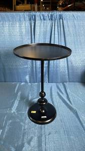 lot 3020 image: Londonberry Large Round Turned Metal Side Table Black - Threshold Fully Assembled