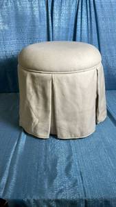 lot 3039 image: Box Pleat Skirt Storage Ottoman Performance Fabric Cream - Threshold designed with Studio McGee