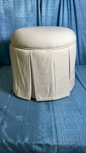 lot 3041 image: Box Pleat Skirt Storage Ottoman Performance Fabric Cream - Threshold designed with Studio McGee