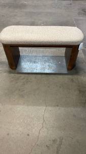 lot 3043 image: 43 Burled Wood Upholstered Bench Dark Brown - Fully Assembled