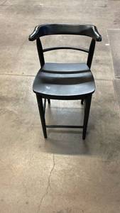 lot 3044 image: Black Counter Height Bar Stool with Gray Seat