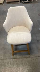 lot 3046 image: 25.2 Kinston Swivel Curved Back Upholstered Counter Height Barstool with Footrest Linen - Threshold