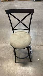 lot 3047 image: Karson Adjustable Height X Barstool Light Bronze - Holli Furniture Swivel, Upholstered, Metal Frame