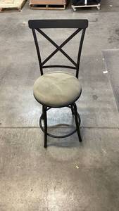 lot 3048 image: Karson Adjustable Height X Barstool Light Bronze - Holli Furniture Swivel, Upholstered, Metal Frame
