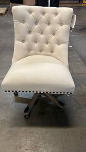 Upholstered Office Chair with Tufted Back and Casters