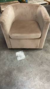 lot 3052 image: Vernon Upholstered Barrel Swivel Accent Chair Light Brown Velvet - Threshold designed with Studio McGee Polyester, Plywood Frame