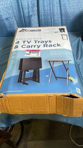 lot 3056 image: Peakform 5pc TV Tray Set Wood Black